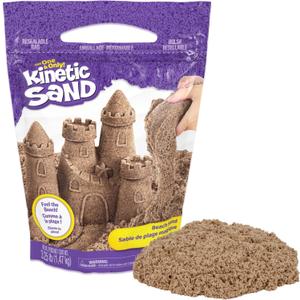 Kinetic Sand, 3.25lbs Beach Play Sand, Moldable Sensory Toys for Kids, Resealable Bag (Packaging May Vary), for Ages 3 and up