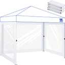 3Pcs Clear Canopy Sidewalls for 10x10 Pop Up Tent, Transparent Window Curtain Cloth, 8 Mil PVC Enclosure Fabric with Zipper and Velcro, Sidewalls Only (White)
