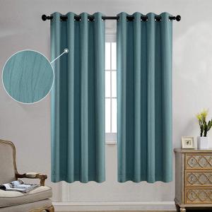 MIUCO Blackout Curtains Room Darkening Curtains Textured Grommet Curtains for Window Treatment 2 Panels 52x63 Inch Long Teal