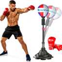 Freestanding Reflex Punching Bag, Height Adjustable Speed Punching Ball for Adults & Teens, Home Gym Boxing Equipment for Training, Reflex, Fitness & Body Shaping, 58 inches x 18"