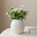 Minimalist White Ceramic Farmhouse Vase, Rustic Design for Home and Living Room Decor, Table, Bathroom, Holiday & Weddings (Ball-White)