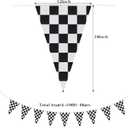 2 x 100Ft Black and White Checkered Flag Banner, Racing Pennant Banner, Race Car Birthday Party Decorations Supplies