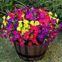 Nigirior Artificial Faux Flowers for Outdoor 16 Bundles Boxwood Fake Morning Glory for Planter,UV Resistant Fake Flowers for Home Porch Patio Outside4 Color