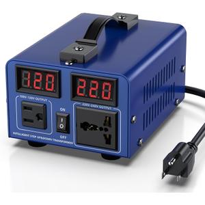 500 watt Voltage Conversion Transformer Heavy-Duty Step-up/Step-Down AC 110V/120V/220V/240V Power Conversion, with resettable Circuit Breaker Protection, with US Power Cord, LCD Display