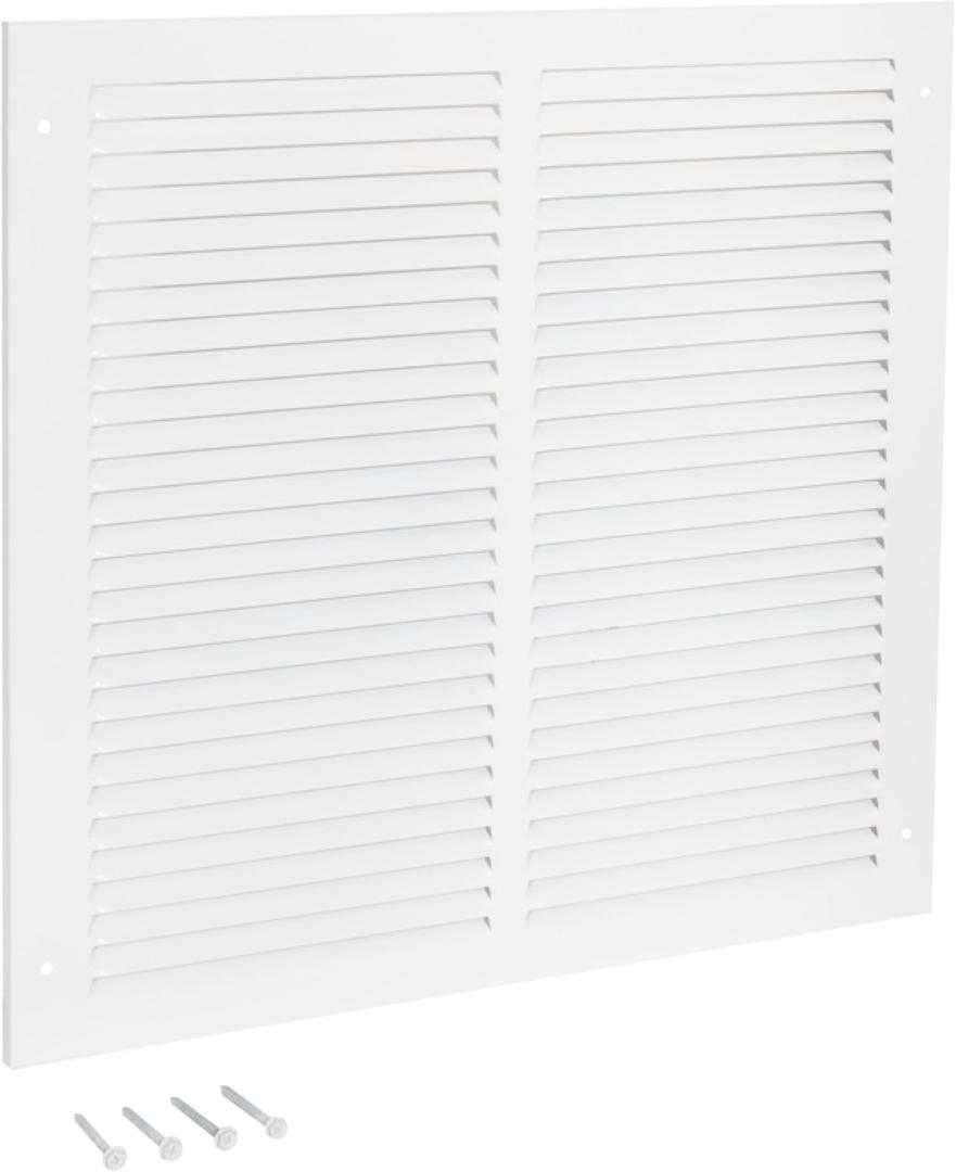 EZ-FLO 12 x 12 Inch (Duct Opening) Return Air Vent Cover for Wall or Ceiling, Solid Steel Return Air Grille, HVAC Vent Cover, White, 61627