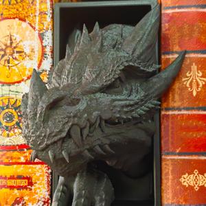 Black Dragon Head and Black Dragon Tail 3D Printed Decorative Bookshelf, Lightweight and Durable Bookshelf Accessories, for Friends (Black Dragon Head)