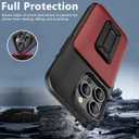 Vofolen for iPhone 16 Pro Case Wallet with Card Holder [Store 2 Cards] + Stand Heavy Duty Shockproof Protective Wallet Phone Case for iPhone 16 Pro for Men Women, 6.3 Inch Red