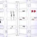 Sooyee Acrylic Earring Holder Organizer, 256 Holes 5 Tiers Stud Organizer, 4 Doors Foldable Necklace Jewelry Display Stands for Selling, Clear