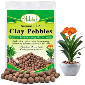 Halatool 10LB Leca Clay Pebbles for Plants 4mm-16mm Clay Balls 100% Natural Hydroton Leca Balls for Indoor Plants Hydroponic Growing Gardening Orchids Drainage Decoration Aquaponics