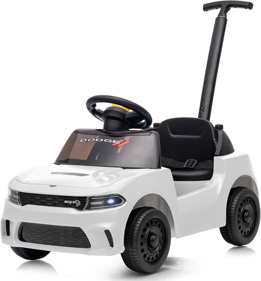 Licensed Dodge Ride on Push Car for Toddlers 1-3 Years with Handle & Music
