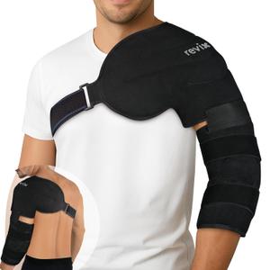 REVIX Arm Ice Pack Wrap for Pitchers Shoulder and Elbow Ice Pack Reusable Cold Therapy Wrap for Baseball Pitcher Arm Recovery, Adjustable Compression Sleeve for Athelete Post-Workout Muscle Relief (Black)