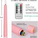 FREEPOWER Pink LED Taper Candles with Remote Flameless Battery Operated Window Candles with 3D Black Wick& Cycle Timer for Table Centerpieces, Christmas and Home Decor, Pack of 6