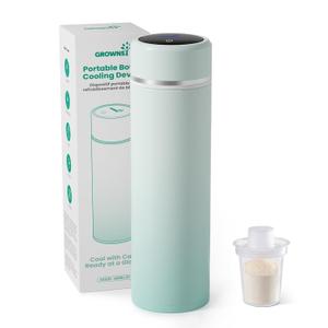 Grownsy Portable Baby Formula Bottle Maker, Rapid Cooling in 3 Min, Pure Physical Cooling, No Power Needed, Smart Color Temp Display, Travel & Night Feeding Essential, Includes Formula Dispenser,Green