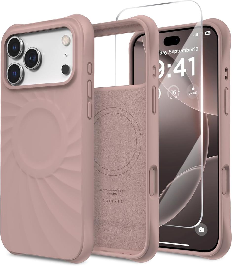 for iPhone 17 Pro Max Case, Compatible with MagSafe, Screen Protector +[Integrated Silicone Camera Control Button], Shockproof Protective Magnetic Case for iPhone 17 Pro Max 6.9", Dune Brown