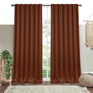 HEIRLOOM COMFORT Brown Solid Panel Curtains, 84 Inches Long, Set of 2, 100% Cotton, Light Filtering for Privacy, Rustic Farmhouse Warmth, Ideal for Bedroom, Living Room, 54" W x 84" L