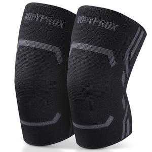 Bodyprox Knee Compression Sleeve for Men and Women (2 Pack), Knee Support Brace for Running and Work out (Small)