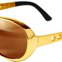 Spooktacular Creations Gold Sunglasses Disco Glasses, 50s 60s 70's Glasses for Halloween Party Costume Rockstar Accessories, Gold Celebrity Sunglasses for women and men