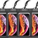 Waterproof Cell Phone Pouch : 4 Pack Float Clear Cell Holder Protector with Lanyard - Universal Floatable Water Proof Dry Bag for iPhone Samsung Galaxy for Beach Swimming Pool