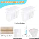 8 Cavity Popsicle Molds, 100 Popsicle Single-use Sticks, 8 Reusable Sticks, 100 Popsicle Bags + Cleaning Brush, BPA-Free, Easy Release Popsicle Maker Molds