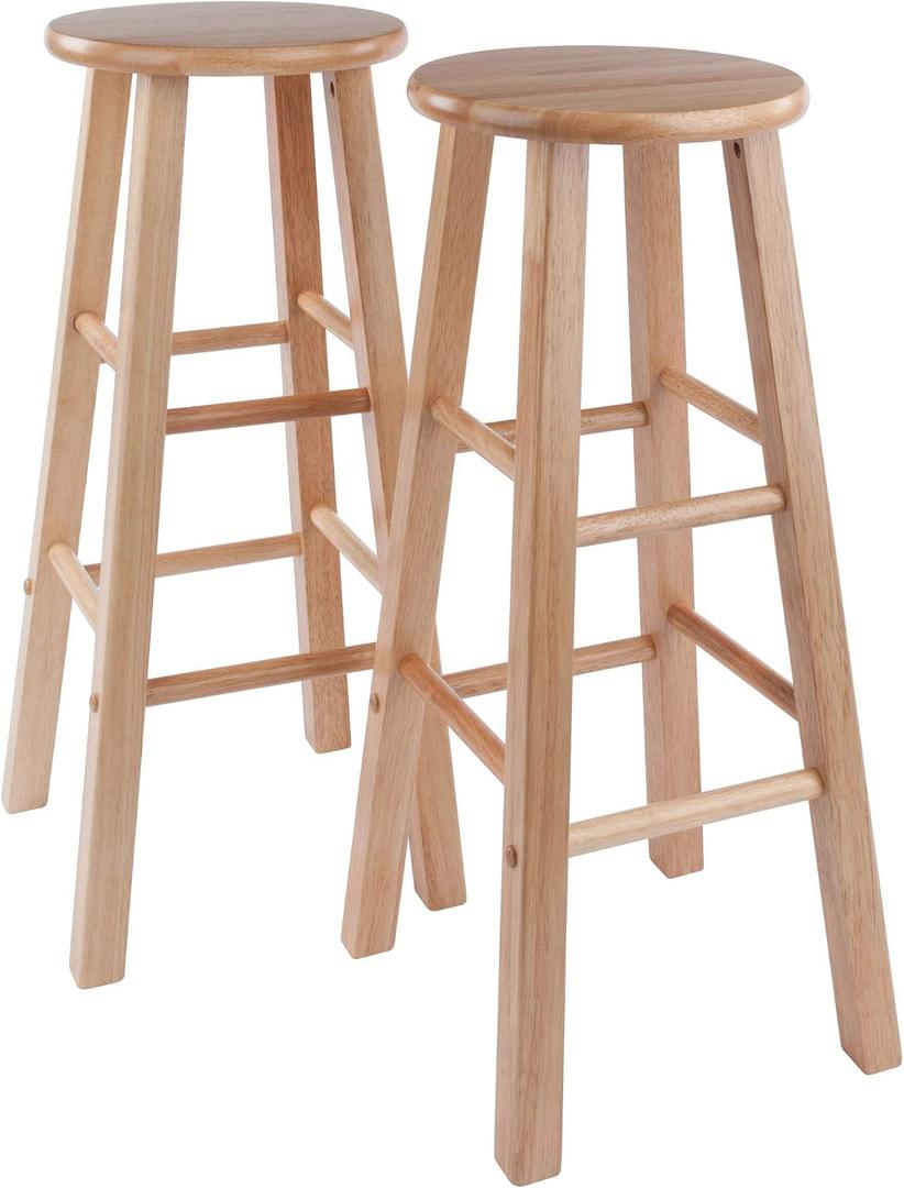 Winsome Element 2-Piece Counter Stool Set, Classic Backless Bar Chairs for Kitchen & Dining Room Seating, Timeless Essential Furniture for Home, Dorm, Apartments, 29 In