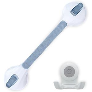 SlipX Solutions 17 Safe Grip Shower Grab Bar & On The Dot Power Lock Suction Cup Hook, Razor Holder & Phone Cradle, No-Drill, No Tools, Heavy Duty Suction Cups, Removable Bathroom Accessories