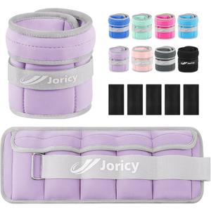 Adjustable Ankle Weights for Women Men 1/2/3/4/5/6/8/10/12/20 LBS 1 Pair Wrist Leg Arm Weights with Removable Weight Strength Training Weight for Walking Running Fitness Physical Therapy (light purple)
