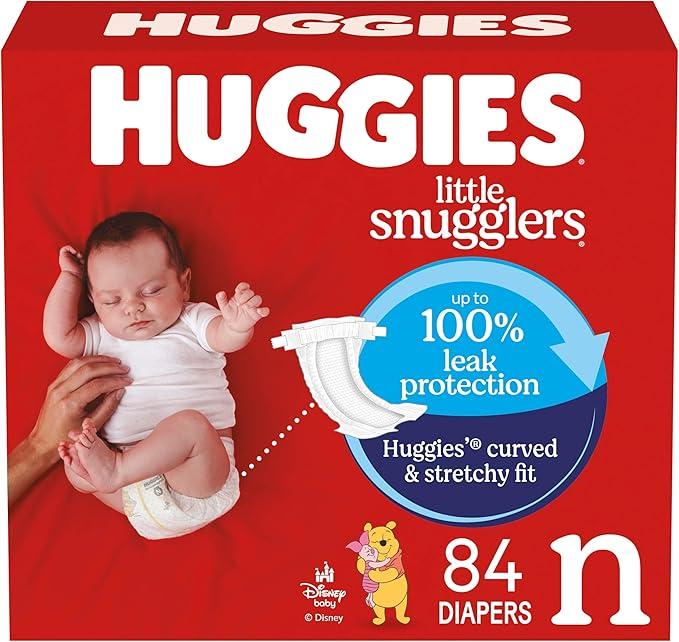 Huggies Size Newborn Diapers, Little Snugglers Baby Diapers, Size Newborn (up to 10 lbs), 84 Count,