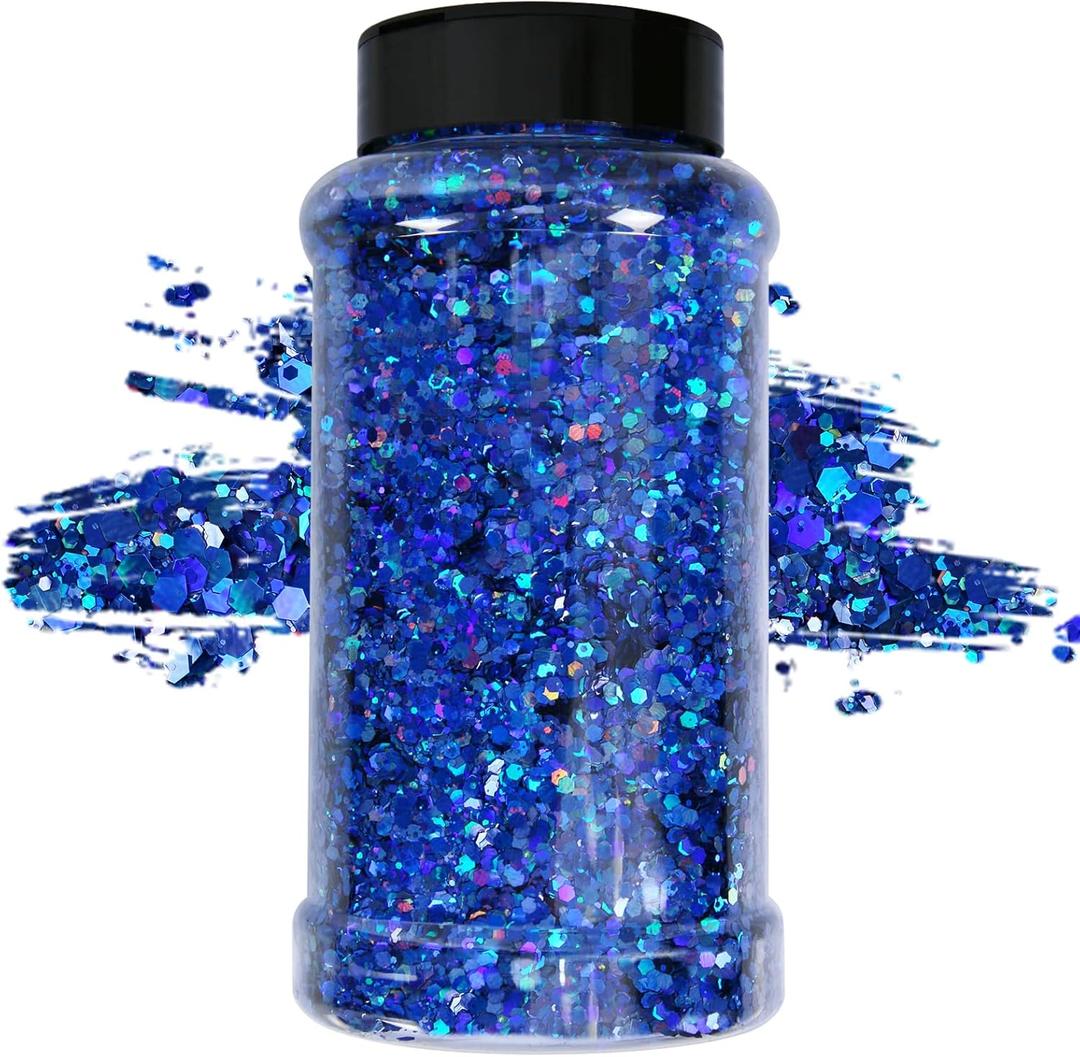 TORC 1 Pound Royal Blue Holographic Glitter 16 oz Mix Chunky Glitter Bulk for Resin Craft Cosmetic Art Festival Decoration