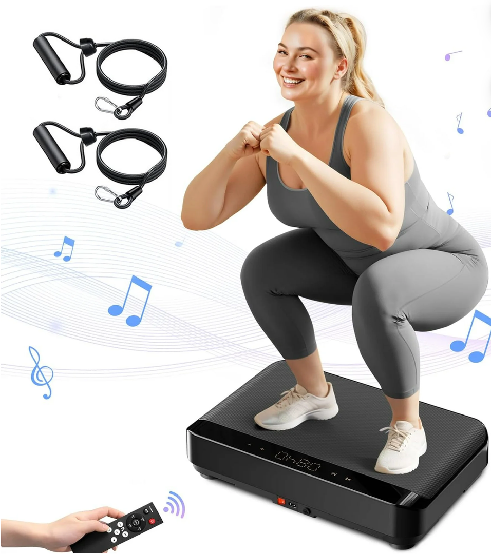 Vibration Plate Exercise Machine | with Bluetooth for Lymphatic Drainage | 400lbs Capacity with 9 Preset Modes & 99 Speed | Home Gym Equipment for Whole Body Vibrating Workout | Weight Loss & Toning