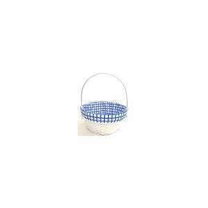 EASTER BAMBOO BASKET BLUE GRID 12IN