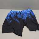 Men's Swim Trunks Hawaiian Bathing Mesh Lining Suit Swimsuits Beach Shorts with Pockets (Small, Black-blue Flame)