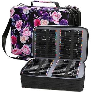 New 224 Slots Marker Case Lipstick Organizer-Canvas Markers Holder Marker Organize for Markers Art Sketch Marker, Paint Markers, Paint Brushes, Colored Pencils or Other Art Supplies (Rose, 224 Slots)