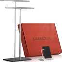Towel Stand  Freestanding Towel Rack for Bedroom & Bathroom, Heavy-Duty Towel Drying Rack with Sturdy Base, Stylish Modern Free Standing for Spa & Home 1.6'x2.7'x0.7' (Brushed Steel Stand W/ Black Marble Base)