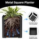 Large Metal Square Planter 26" L x 26" W x 26" H, Heavy Duty Black Large Outdoor Planters with Drainage Hole for Porch/Patio/Garden