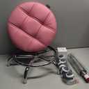 Adjustable Height Chrome Steel Bar Stool Round Cushion 13inch, Salon Rolling Stool Swivel Chair On 5 Wheels, Counter Stools (Color : Pink)