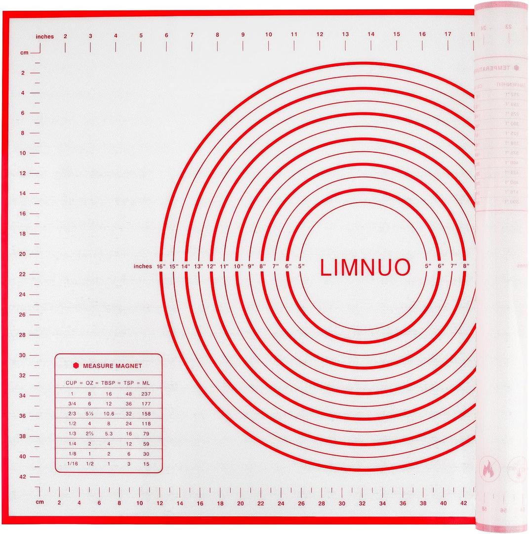 Silicone Baking MatNon Stick Rolling Dough with Measurements for Pie Pizza Cookies Fondant MakingExtra Thick Non Slip Silicone Pastry Mat (XXL-24"32", Red)
