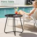 Outdoor Side Tables, Weather Resistant Steel, Small Round End Table for Patio Yard Balcony Garden Bedside Black, 17.72 in x 17.72 in x 17.72 in