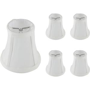 Mini Lamp Shade Clip On Bulb for Candelabra Bulbs- Barrel Fabric Shade ONLY for Candle Bulbs Chandelier Wall Lamp DIY Lighting Accessories (5, White)