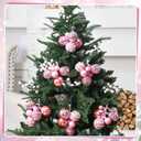 Soulchen 6 Set/36 Pcs Pink Christmas Ball Clusters 1.2" to 2.4" Bubble Gum Pink Ornaments for Christmas Tree DIY Xmas Wreath Shatterproof Glittered Ball Clusters Hanging Ornaments for Xmas Home Decor