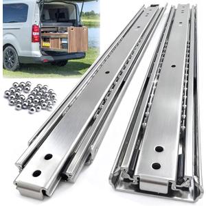 Thickened 200Lbs Heavy Duty Drawer Slides 1 Pair 32 Full Extension Ball Bearing Sliding Rails Kitchen Cabinet RV Runners Shelf Tool Box Tracks Glides (1/2" Thick, 32" L)