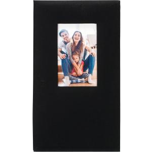 Malden International Designs 3 Up 4x6 Black Fabric Post bound Photo Album Hard Cover 4x6 Front Cover Photo Pocket