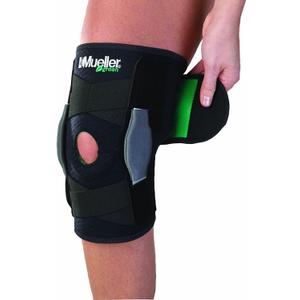 MUELLER Sports Medicine Green Self-Adjusting Hinged Knee Brace, Knee Pain Relief Support for Men and Women, Ideal for Arthritis, Sprains, Black, One Size (Black, XL)
