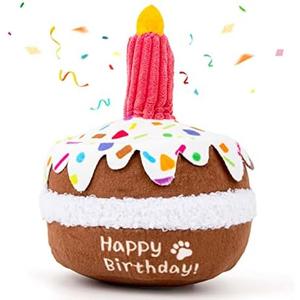 lilfrd Dog Birthday Toy, Birthday Cake Toys for Puppy Gifts, Squeaky Plush Dog Toys