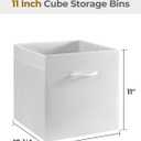 StorageWorks White Storage Cubes, 11-inch Leather Bins with Handle, Cube Organizer Baskets for Shelves and Closet, Collapsible Storage Bins, 4-Pack