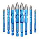 Head Eccentric Drill Bit 3/16"*2,1/4"*2,5/16"*2,3/8"*2,1/2"*2- Carbide Tipped Drill bit Masonry Drill Bit Sets for Porcelain Ceramic Tiles Glass Hard Plastic Cement/Granite etc