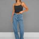 Trendy Queen Womens Adjustable Camisole Sleeveless Square Neck Spaghetti Strap Tank Tops Basic Shirt (S)