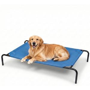 STARLATTA Elevated Dog Bed for Large Dogs, Washable Raised Cot with Skid-Resistant Feet, Waterproof Cooling Dog Beds with Oxford Cloth, Indoor/Outdoor Use, Blue 50in (XL- 50.8"x 31"x 8")