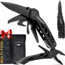 Pohaku Multitool Pocket Knife, Gifts for Men, 13 in 1 Pocket Multi Tool with 3" Large Blade, Safety Locking Design, Spring-Action Plier, Durable Nylon Sheath for Camping, Fishing, Survival, Hiking