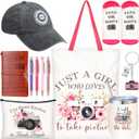 Geiserailie 11 Pcs Photographer Gifts for Camera Lovers Christmas Birthday Gifts Set for Women Photography Lovers Include Inspirational Canvas Bag Makeup Bag Hat Socks Keychain Cup Notebook Pen (Pink)