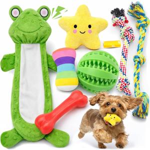 LOYEE 8 Pack Puppy Toys for Small Dogs, Luxury Dog Chew Toys with Squeaky Plush Toys, Rope Toys and Ball, Teething Toys for Puppy Supplies